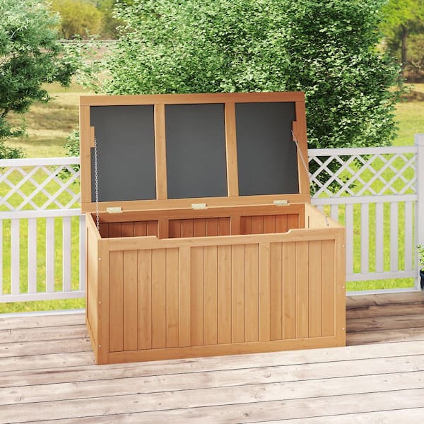 45 in. W x 22 in. D x 22 in. H Light Brown Solid Wood Outdoor Storage Cabinet