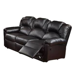 80 in. Round Arm 3-Seater Reclining Sofa in Black