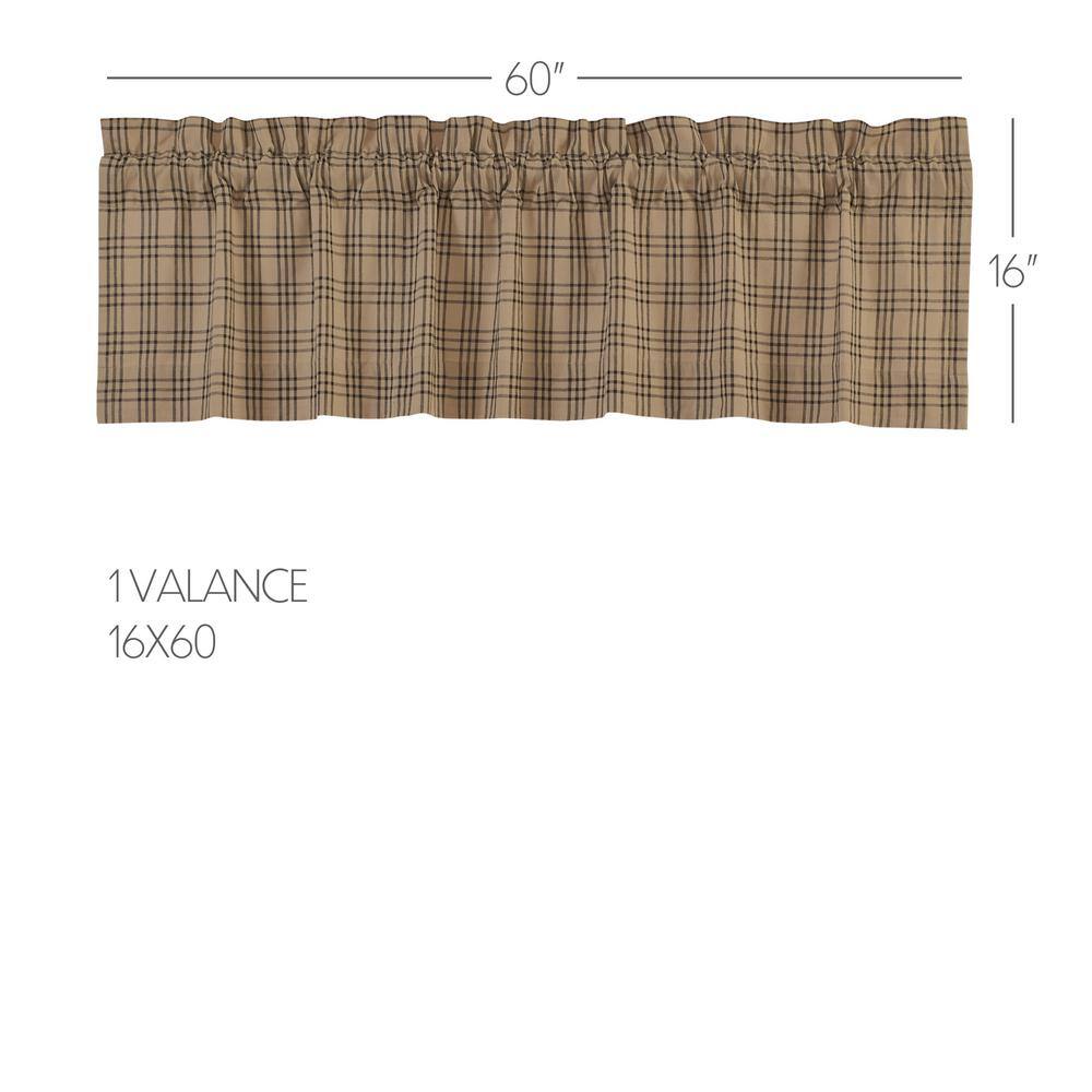 Sawyer Mill Charcoal Plaid Cotton Rod Pocket Valance, 16x60 Inches