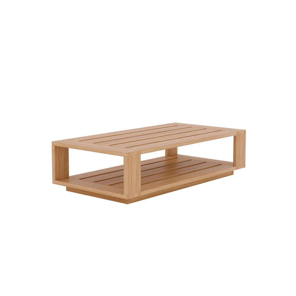 Qube Rectangular Teak Outdoor Coffee Table HLT2596 The Home Depot
