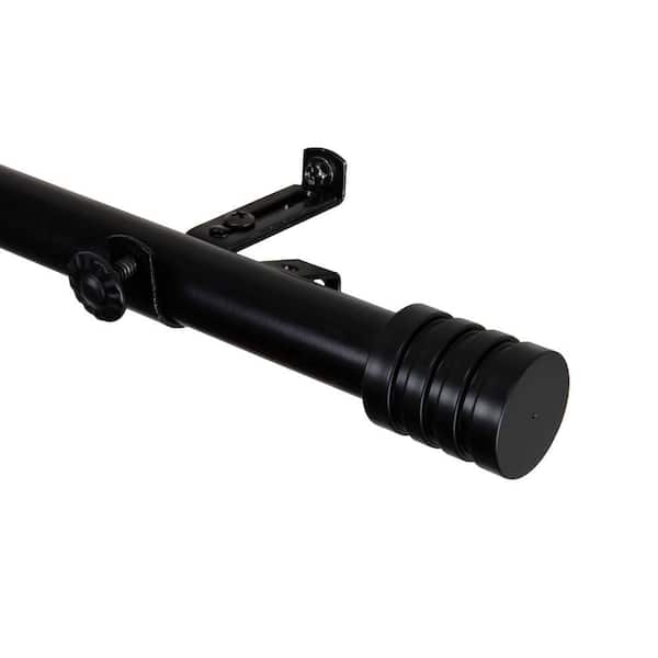 Rod Desyne 120 in. - 170 in. Black Telescoping Single Curtain Rod Kit with Lee Finial