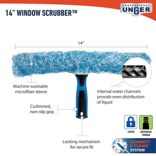 Unger 10 in. Waterflow Scrub Brush with Squeegee 964810 - The Home Depot