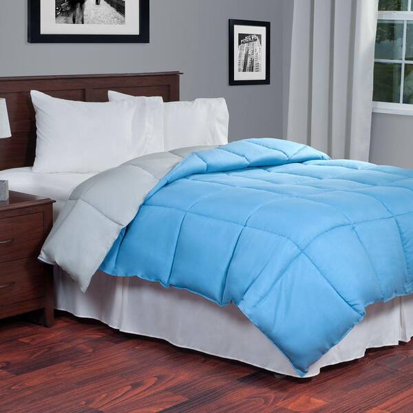 Lavish Home Reversible Blue/Grey Down Alternative Full Comforter