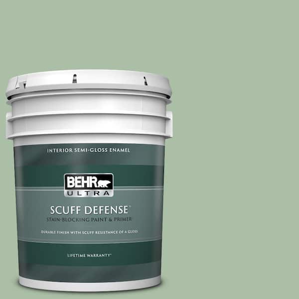 BEHR ULTRA 5 gal. #S400-4 Azalea Leaf Extra Durable Semi-Gloss Enamel Interior Paint & Primer