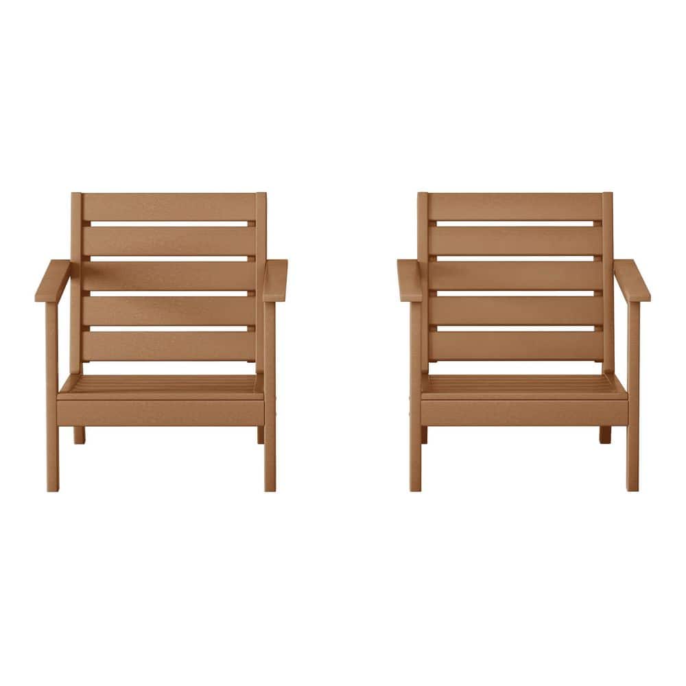 Birchwood Outdoor Patio Deep Seating HDPE Lounge Chairs with Arms (Set of 2) in Teak price history on PriceWatchPro