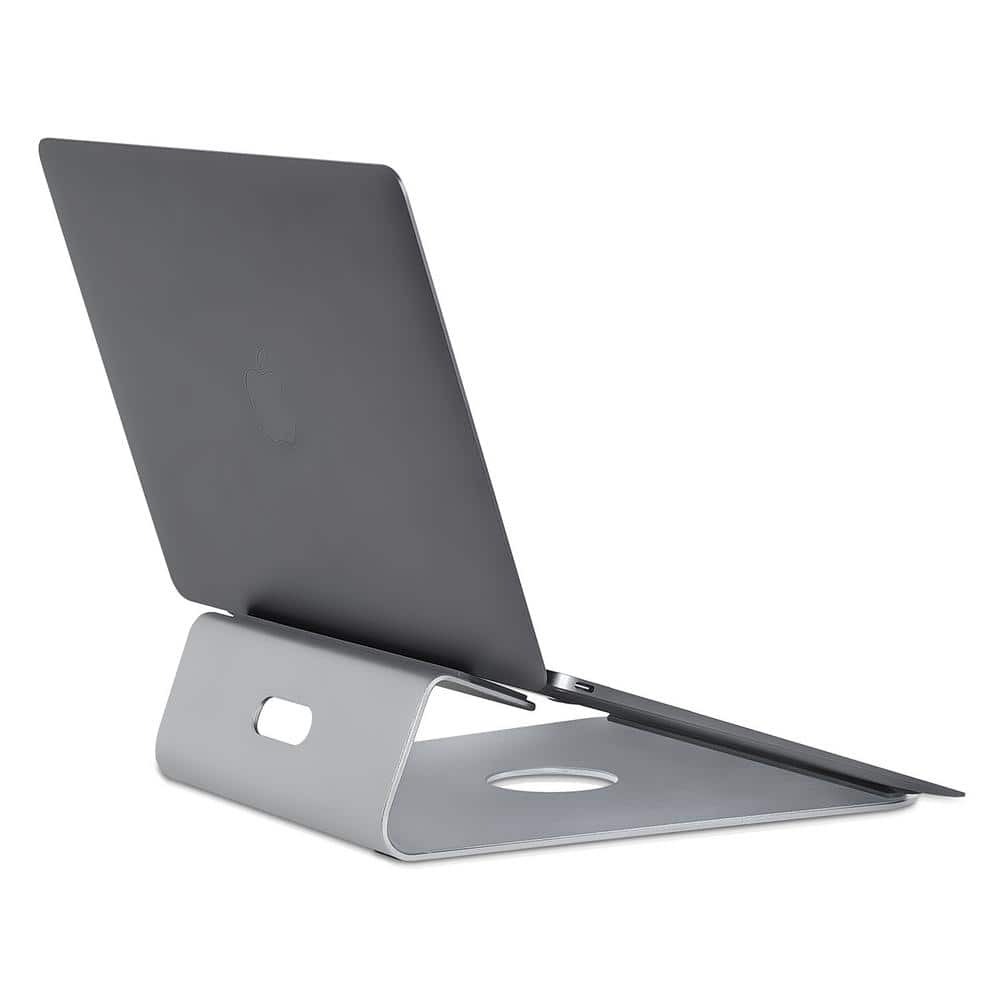 Ergonomic Silver Aluminum Tilted Laptop Riser Stand