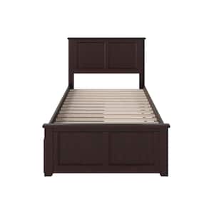 Madison Espresso Twin Solid Wood Storage Platform Bed with Matching Foot Board and 2 Bed Drawers