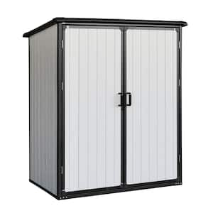 5 ft. W x 3 ft. D White Plastic Outdoor Storage Shed with Lockable Doors for Bikes and Patio Furniture (15 sq. ft.)