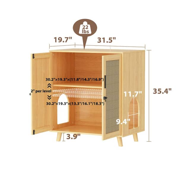 Cat Litter Box Enclosure Hidden Washroom 2 Rooms with Catcher – FUFUGAGA