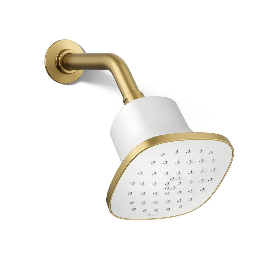 Cinq Square 1-Spray Patterns 5.125 in., Wall Mount Fixed Shower Head, 2.5 GPM in Vibrant Brushed Modern Brass price history on PriceWatchPro