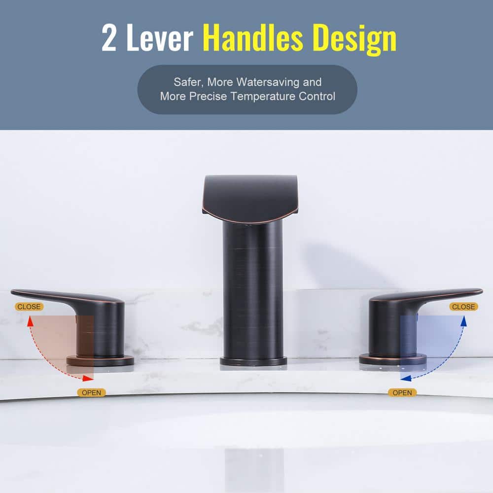 Oil Rubbed Bronze 8 in. Widespread Waterfall Bathroom Faucet