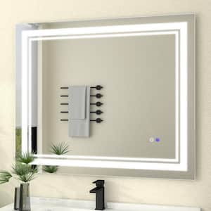 32 in. W x 40 in. H Large Rectangular Frameless Anti-Fog LED Lighted Wall Bathroom Vanity Mirror .