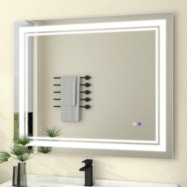 WOODSAM 32 in. W x 40 in. H Large Rectangular Frameless Anti-Fog LED  Lighted Wall Bathroom Vanity Mirror . LMR-01-4032 - The Home Depot