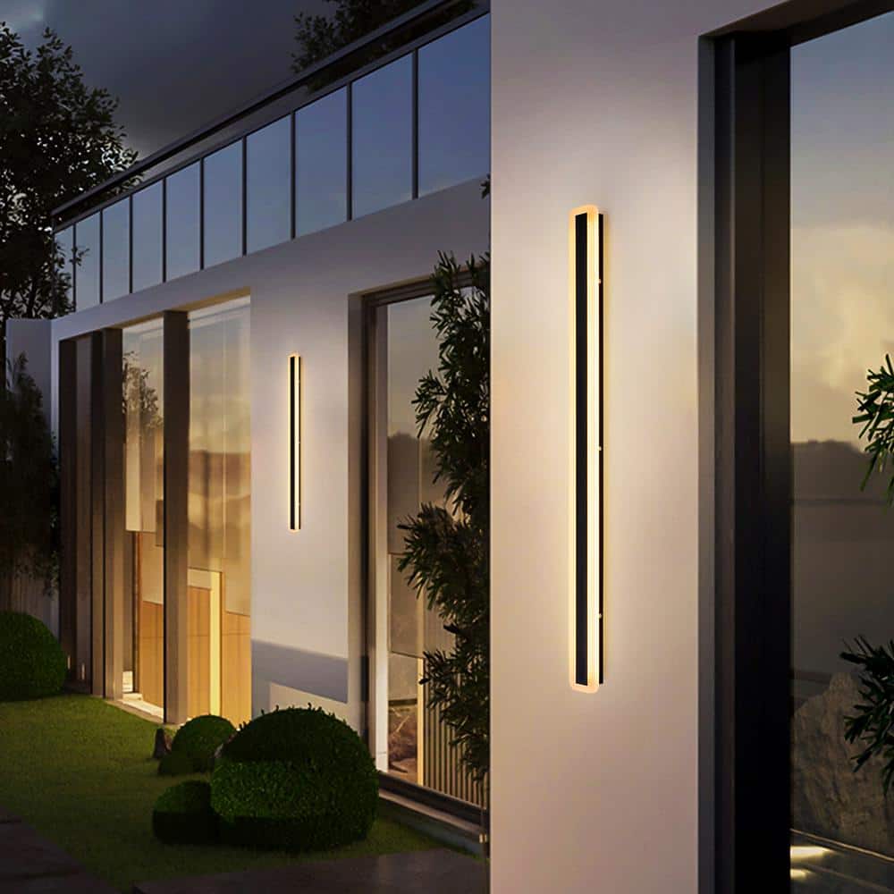 Ronan 39.4 in. Black Outdoor Hardwired Bar Wall Sconce with LED Light Source price history on PriceWatchPro