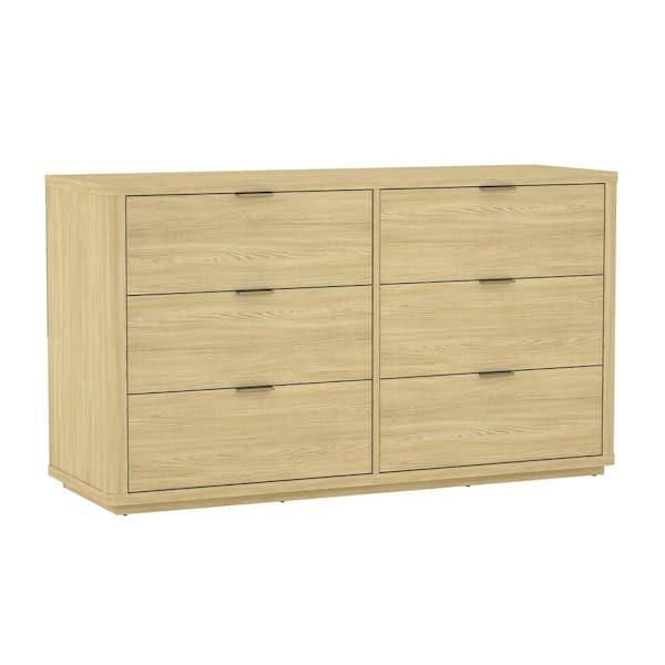 Manhattan Comfort Evelyn 60" 6 Drawer Double Dresser Natural Manhattan Comfort Evelyn 60" 6 Drawer Double Dresser Natural