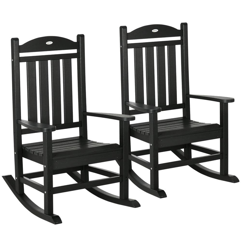 Outsunny Black Plastic Outdoor Rocking Chair 84G-066V01BK - The