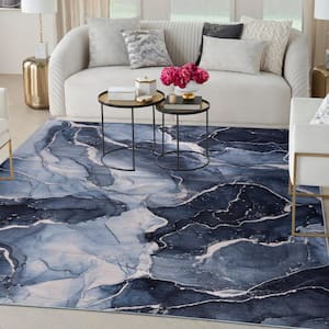 Daydream Navy Blue 9 ft. x 12 ft. Contemporary Area Rug