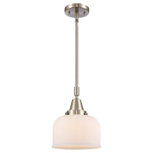 Bell 100-Watt 1-Light Brushed Satin Nickel Standard Mini Pendant Light with Painted Glass Shade, No Bulbs Included