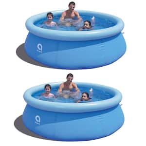 8 ft. x 25 in. Round Prompt Set Inflatable Outdoor Backyard Swimming Pool (2 Pack)