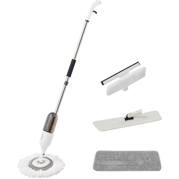 Clean Everywhere Spray Mop Kit with 360° Blended Swivel Head and Window Squeegee, White