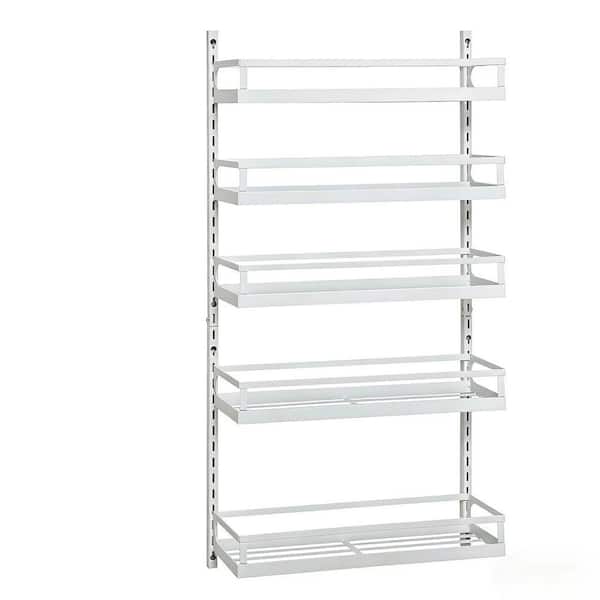 Whatseaso 15.6 in. 5 Tier Metal Wall Mount Spice Rack in White