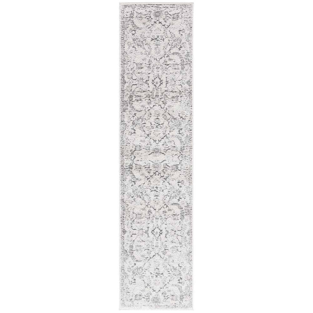 SAFAVIEH Luna 2 ft. x 9 ft. Ivory/Gray Ornate Abstract Runner Rug ...