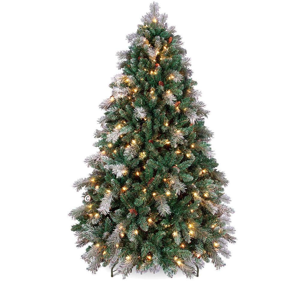 6 ft. Prelit Christmas Tree, Snowy Aspen Spruce Trees, Flocked Artificial C