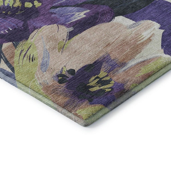 Mayfield Premium Machine Washable Abstract AMF1487 Purple 9 ft. x 12 ft. Area Rug