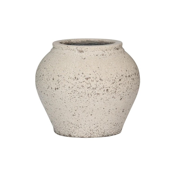 14 in W Zeus S Fiberstone Mediterranean Planter Indoor/Outdoor, Chalk White