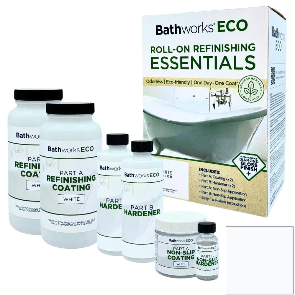 ECO Low-Odor Low-VOC Bathtub and Tile Refinishing Kit with Non-Slip (White)