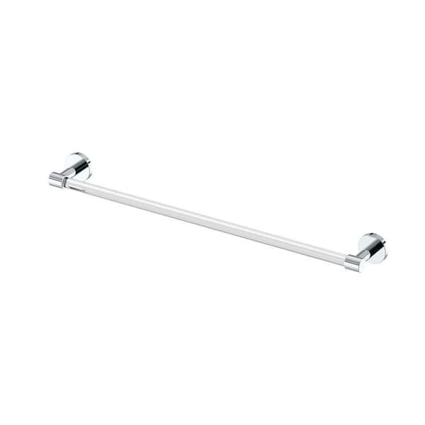 Clarion 24 in. Wall Mounted Towel Bar in Crystal-Clear Acrylic Chrome