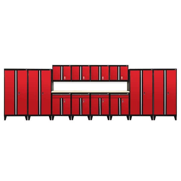 Sandusky 14-Piece Steel Garage Storage System in Black/Red (264 in. W x 79 in. H x 18 in. D)