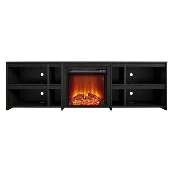 Ameriwood Home Glenco 71.4 in Electric Fireplace TV Stand in Black Oak