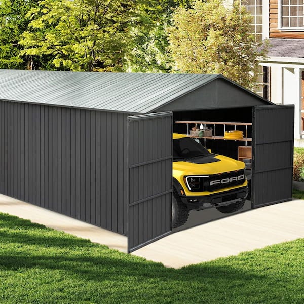 Boosicavelly 20 ft. W x 12 ft. D x 8.5 ft. H Dark Gray Outdoor