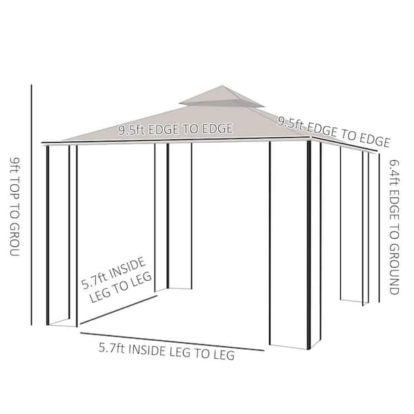 PECO Outsunny 10 ft. x 10 ft. Patio Gazebo Canopy Outdoor