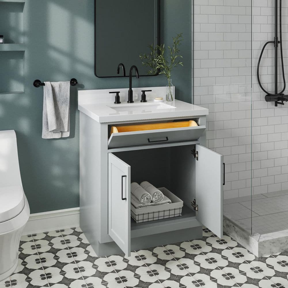 Hepburn 30" Grey Freestanding Single Basin Vanity with Quartz Top