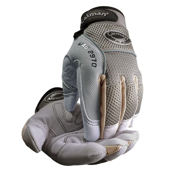 MAG Unisex X-Large Gray Top Grain Split Deerskin Leather Multi-Purpose Glove with AirMesh Back and Leather Padded Palm