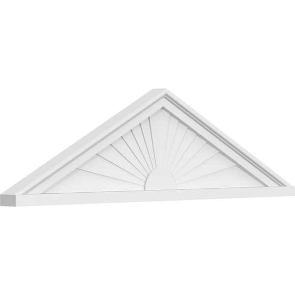 Ekena Millwork 2 in. x 38 in. x 10-1/2 in. (Pitch 6/12) Peaked Cap Sunburst Architectural Grade PVC Pediment