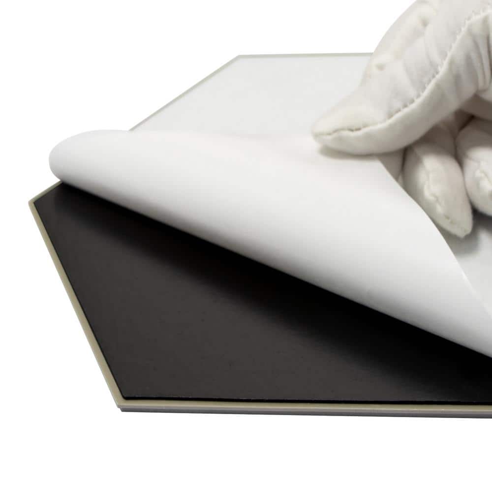 Black and White Hexagon Peel and Stick Vinyl Floor Tiles