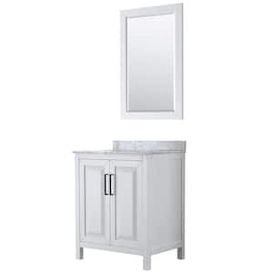 Daria 30 in. W x 22 in. D x 35.75 in. H Single Bath Vanity in White with White Carrara Marble Top and 24 in. Mirror
