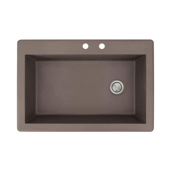 Transolid RTSS3322-01-CD Radius 22-in x 33-in Granite Drop-in 2-Hole Single Bowl Sink White Transolid RTSS3322-01-CD Radius 22-in x 33-in Granite Drop-in 2-Hole Single Bowl Sink White