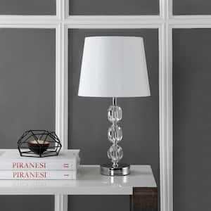 Brockton 18.5 in. Clear/Chrome Crystal Sphere Table Lamp with White Shade