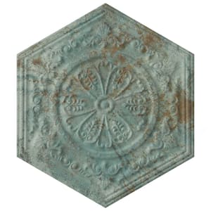 Zinc Hex Green Decor 9-7/8 in. x 11-1/4 in. Porcelain Floor and Wall Tile (10.03 sq. ft./Case)