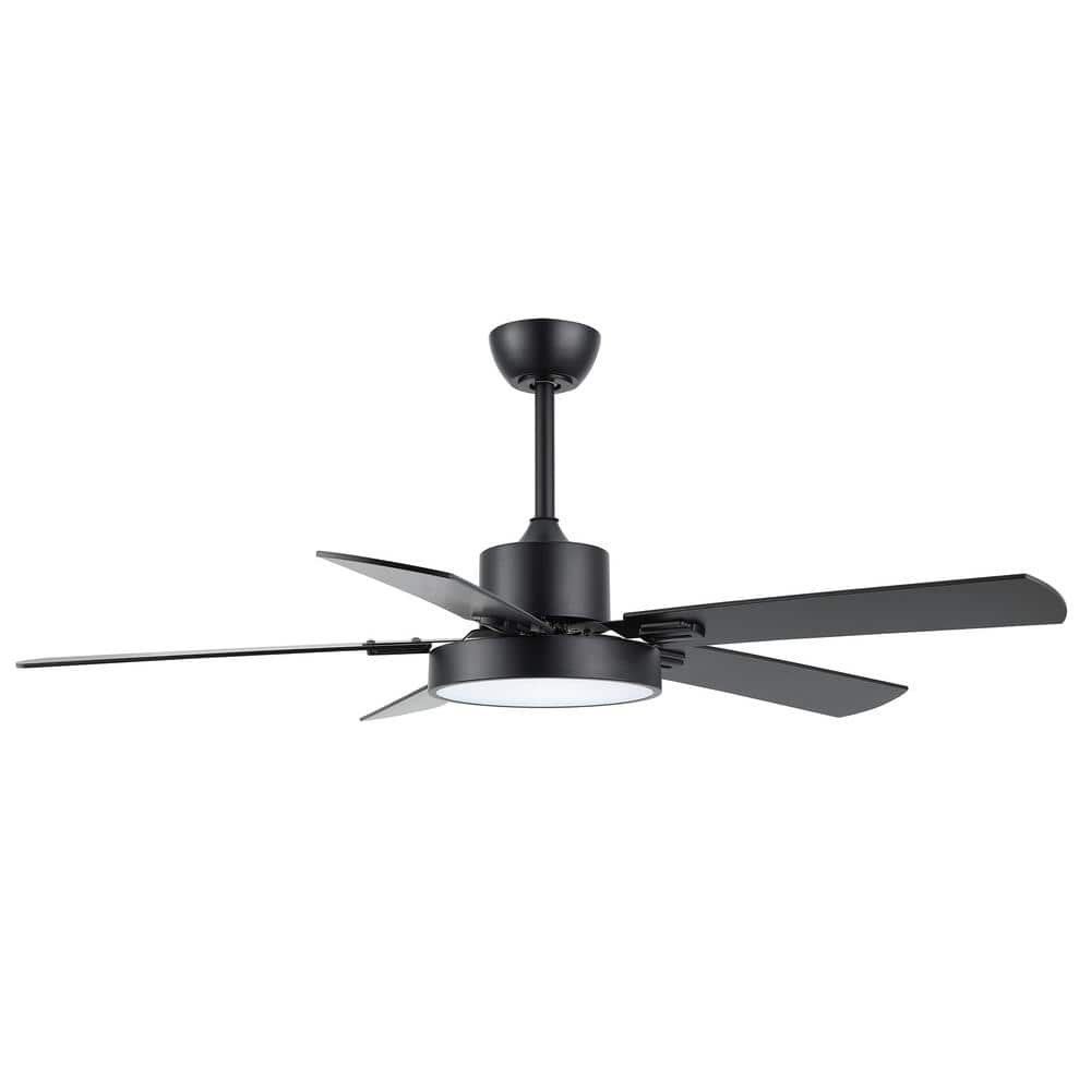 Modern Black 52-Inch LED Ceiling Fan with Remote and Light Kit