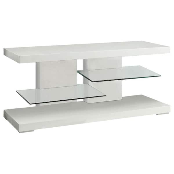 Coaster 47 in. White Composite TV Stand Fits TVs Up to 52 in. with Cable Management
