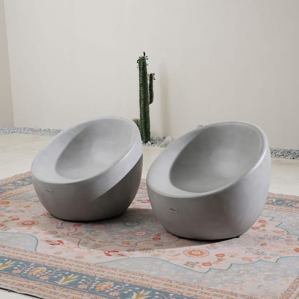 Abla W 25. 5 in. Outdoor Terrafab Single Chair Set of 2-Gray
