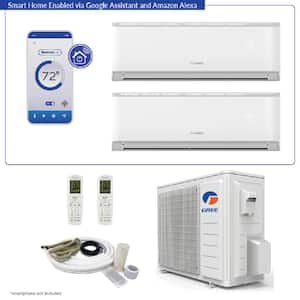 Dual Zone 18,000 BTU 1.5-Ton Smart Home Ductless Mini Split Air Conditioner and Heat Pump 25 ft. Kit 230-Volt