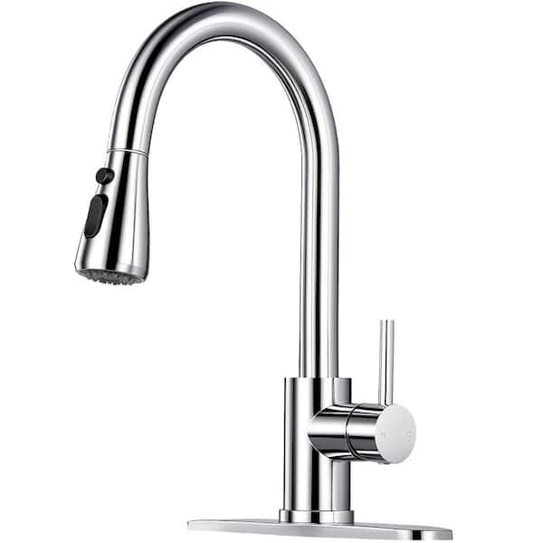Polished Chrome 14.2 in. H Pull Down Sprayer Kitchen Faucet with 360 ° Spout Swivel