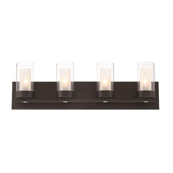 Home Decorators Collection Samantha 4-Light Black Mounting Deck LED Integrated Bathroom Vanity Light Bar