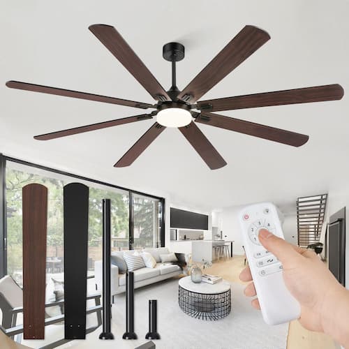 80 in. Indoor/Covered Outdoor Black Bright LED Modern Ceiling Fan with Light Kit and Remote Control Dual-Finish Blades Lighting